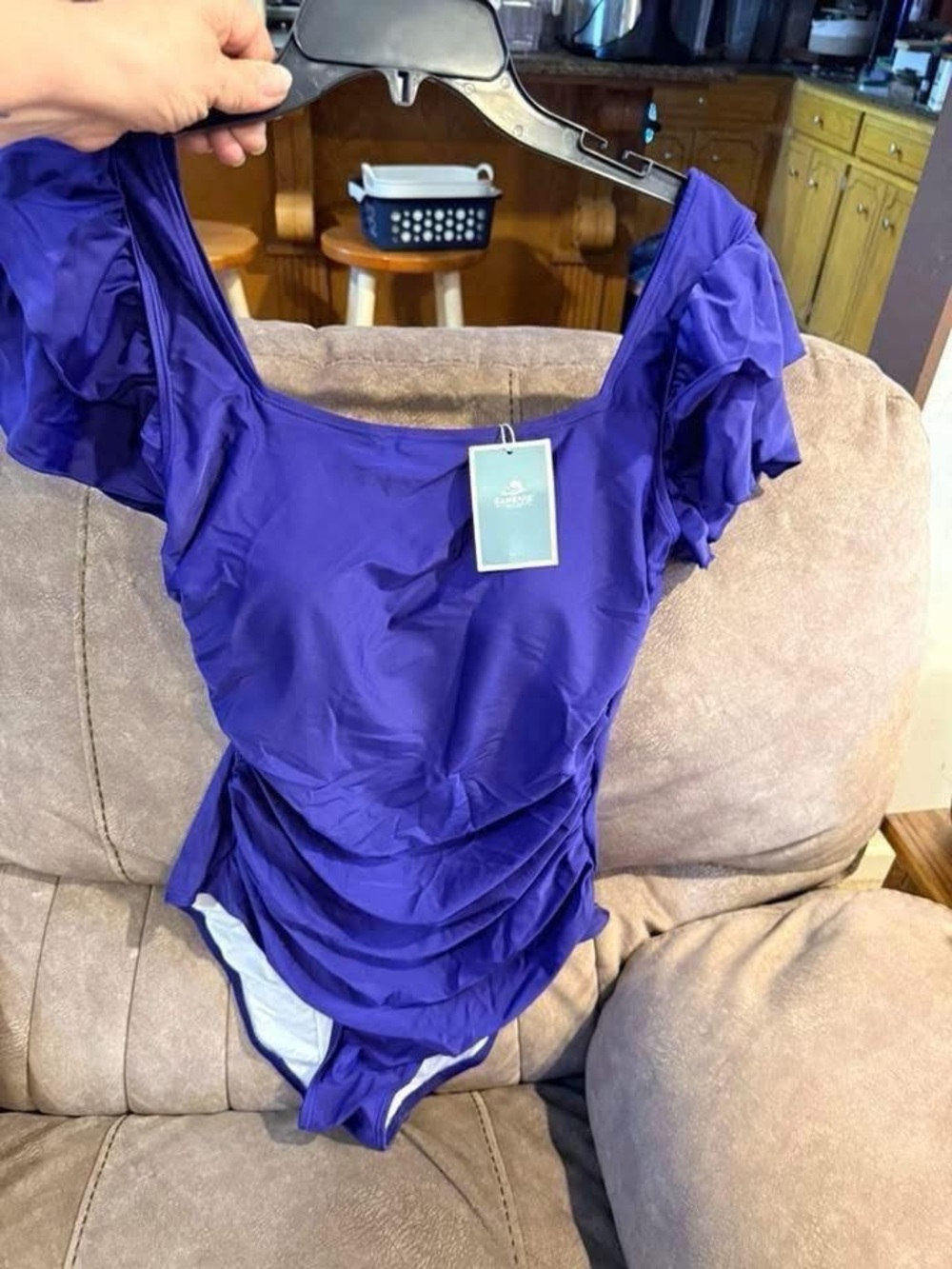 Royal Purple Scoop Neck One-Piece Swimsuit